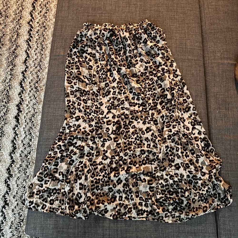 Twenty Cheetah print Midi A-Line Skirt Ruched Casual